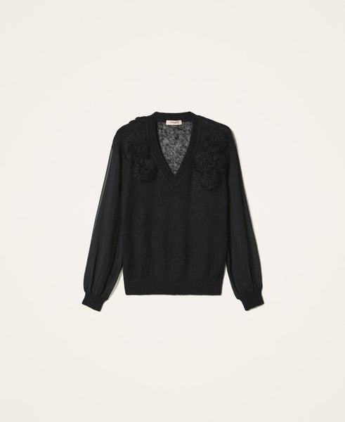 Maglia in mohair con ricamo
