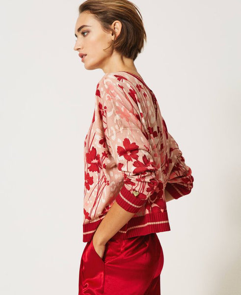Maglia-cardigan a fiori