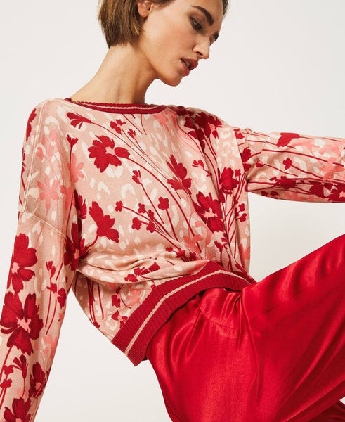 Maglia-cardigan a fiori