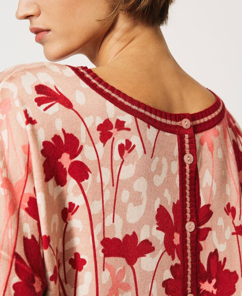 Maglia-cardigan a fiori