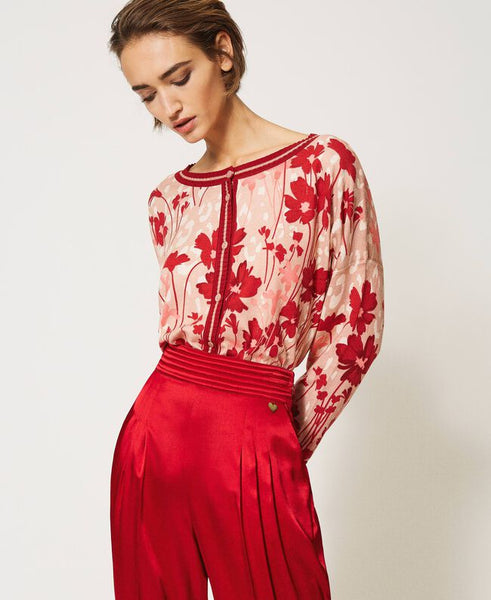Maglia-cardigan a fiori