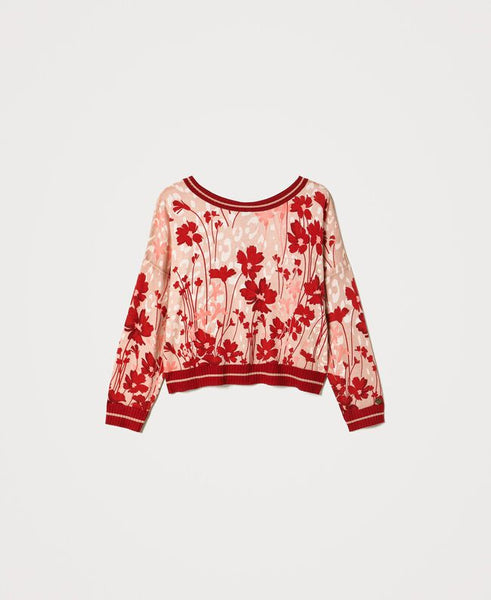 Maglia-cardigan a fiori