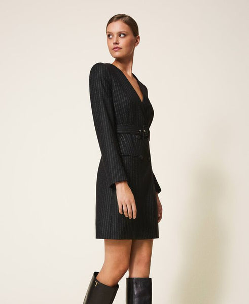 ⚡Abito gessato lurex con cintura