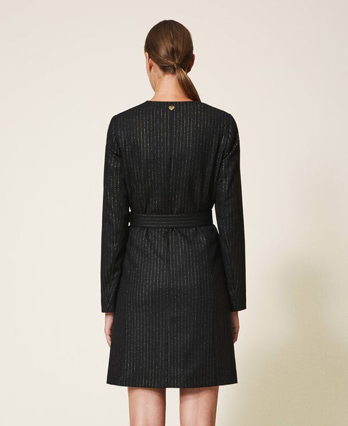⚡Abito gessato lurex con cintura