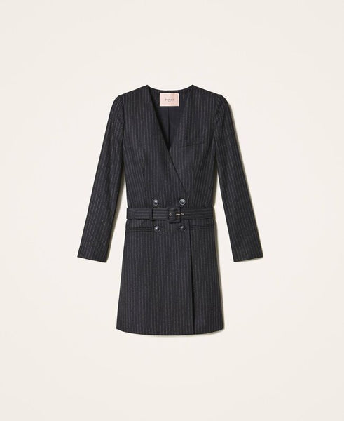 ⚡Abito gessato lurex con cintura