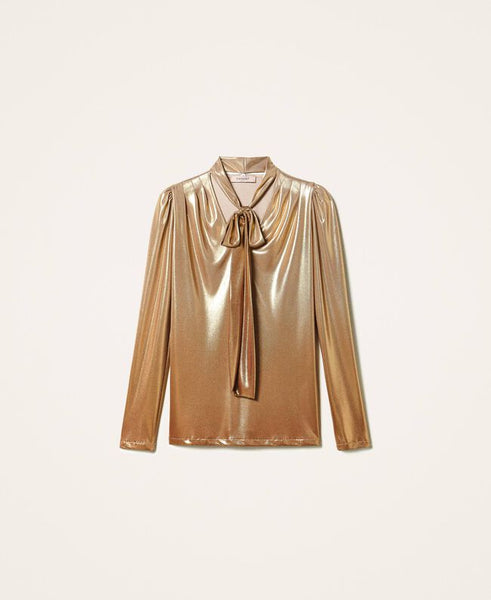 Blusa laminata con fusciacca