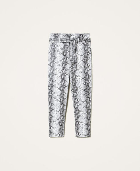 Pantaloni in similpelle animalier