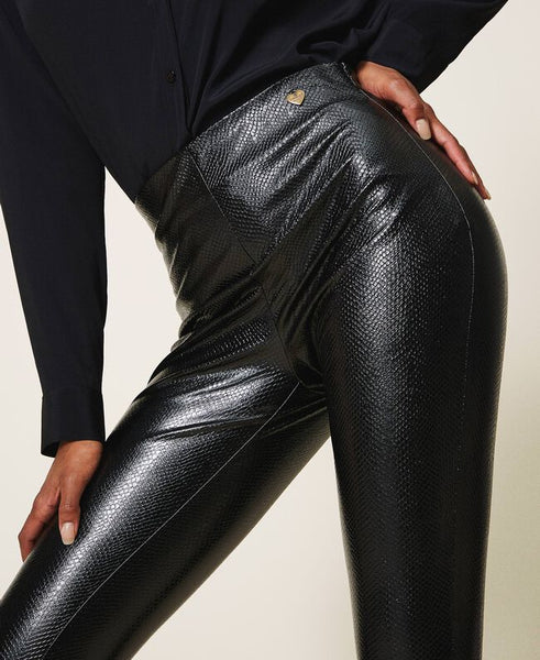 Leggings in similpelle animalier
