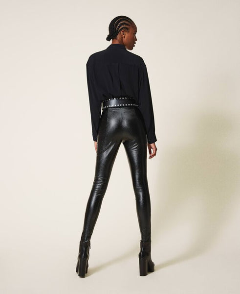 Leggings in similpelle animalier