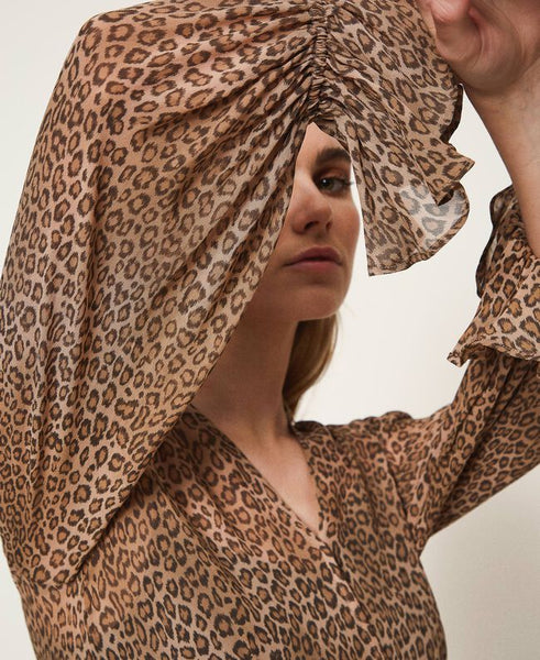 ⚡Abito in georgette a stampa animalier