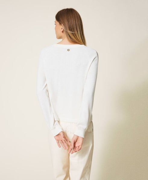 Maglia in misto lana con pizzo
