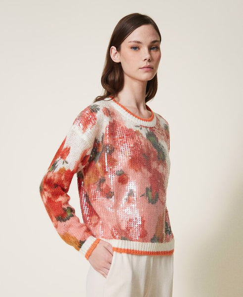 Maglia in lana e mohair con paillettes