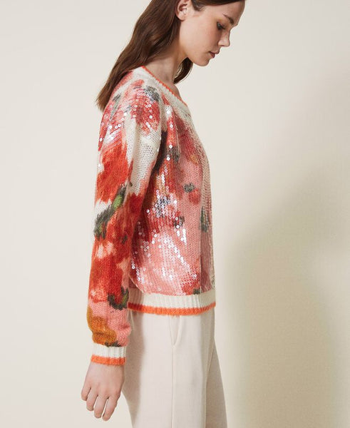 Maglia in lana e mohair con paillettes
