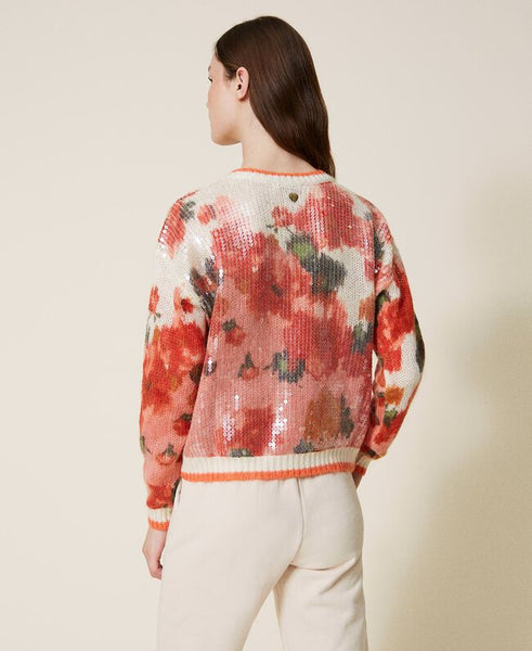 Maglia in lana e mohair con paillettes