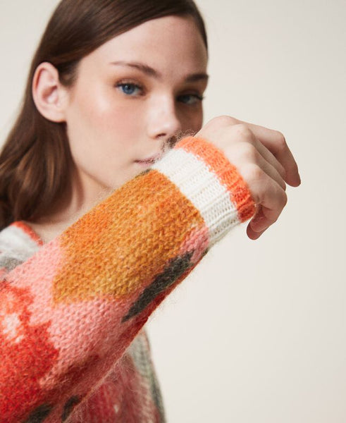 Maglia in lana e mohair con paillettes