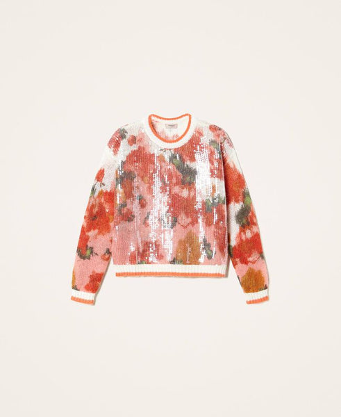Maglia in lana e mohair con paillettes