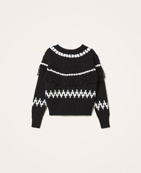 Maglia in lana e alpaca con frange