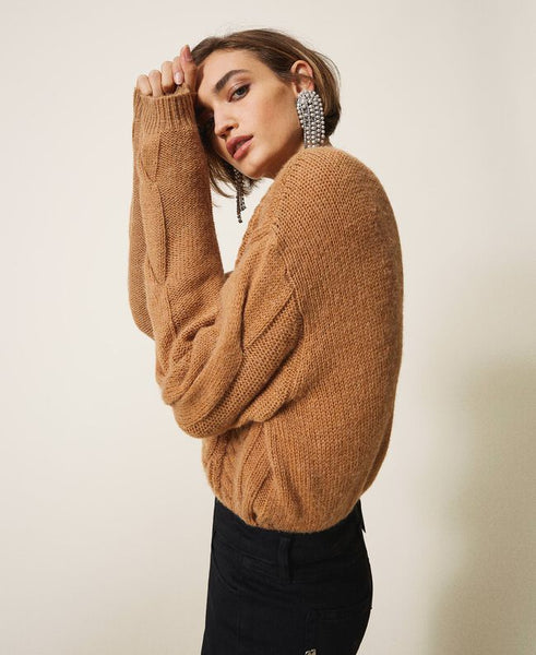 Maglia boxy in lana e alpaca