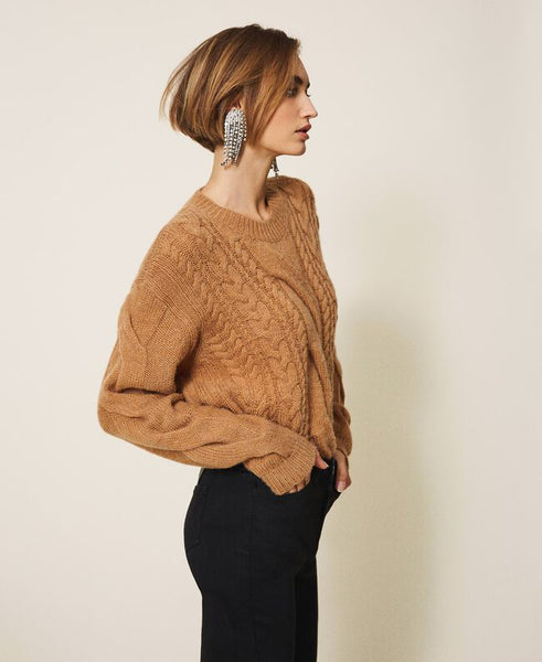 Maglia boxy in lana e alpaca