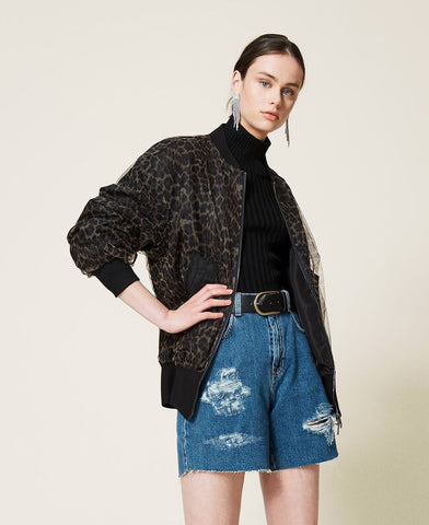 Bomber 'Silver' in raso doppiato in tulle
