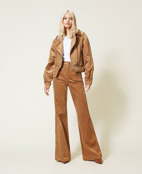 Pantaloni bell bottom 'Borax' in velluto
