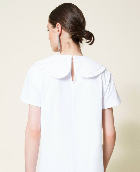 T-shirt con colletto e stampa
