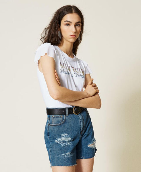 T-shirt con maniche in georgette