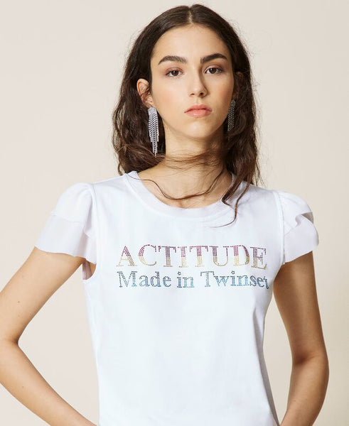 T-shirt con maniche in georgette