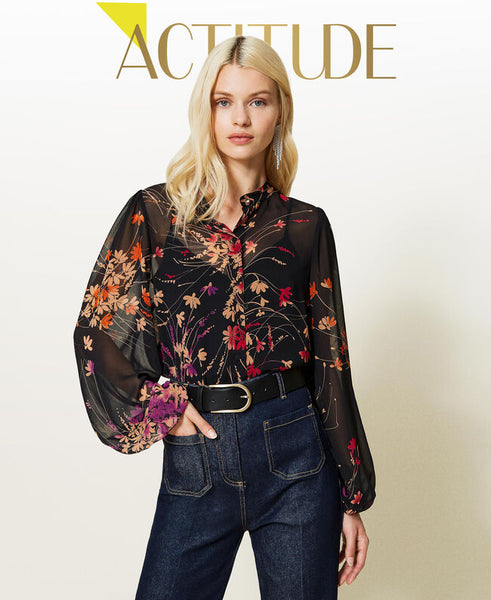 Camicia con stampa a fiori