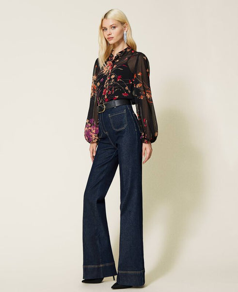 Camicia con stampa a fiori