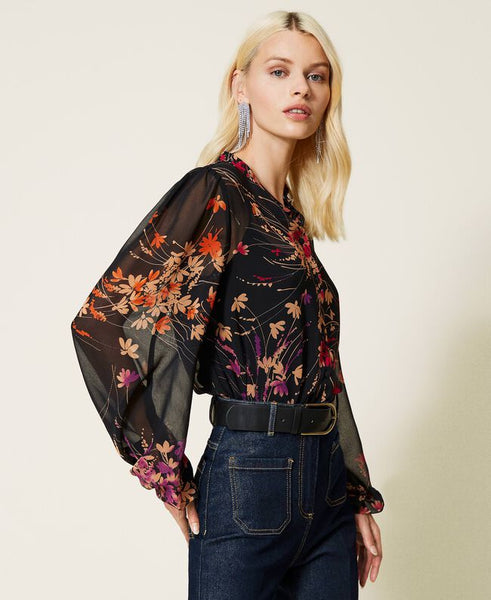 Camicia con stampa a fiori