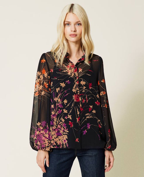 Camicia con stampa a fiori