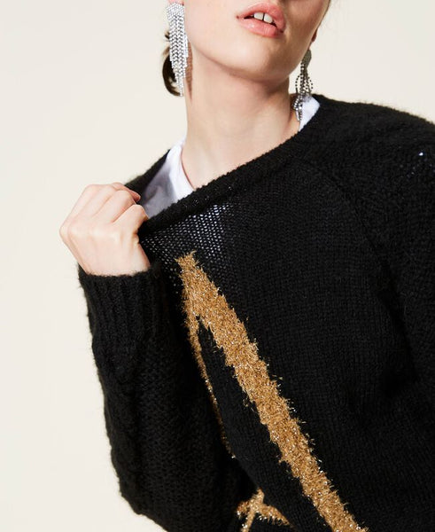 Maglia con logo in lurex
