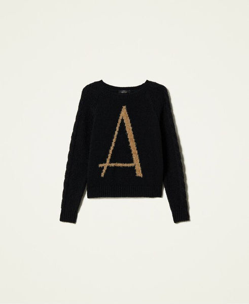 Maglia con logo in lurex