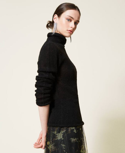 Maglia dolcevita in misto alpaca