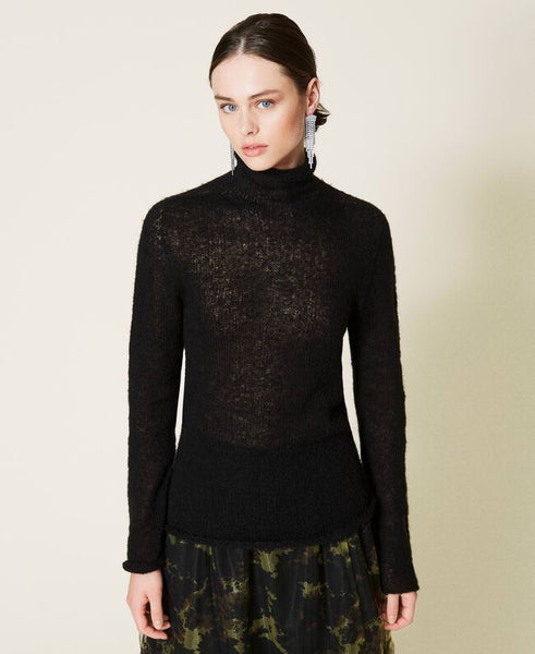Maglia dolcevita in misto alpaca