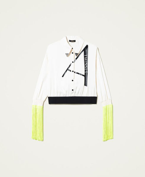 Camicia 'Agate' in raso con frange