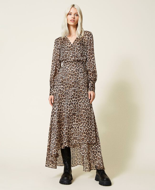 Abito lungo jacquard lurex animalier