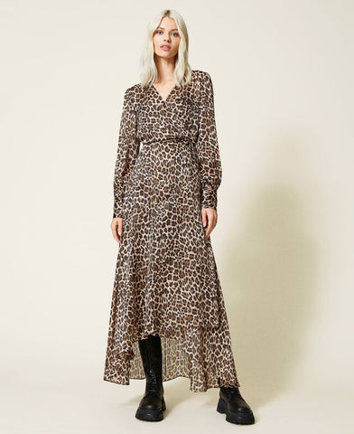 Abito lungo jacquard lurex animalier