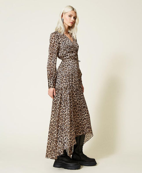 Abito lungo jacquard lurex animalier