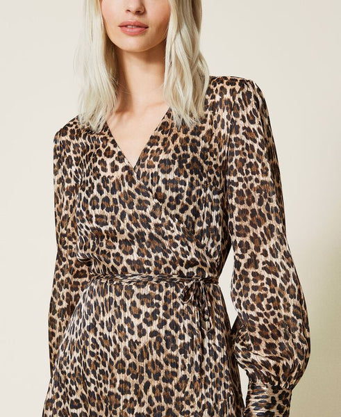 Abito lungo jacquard lurex animalier