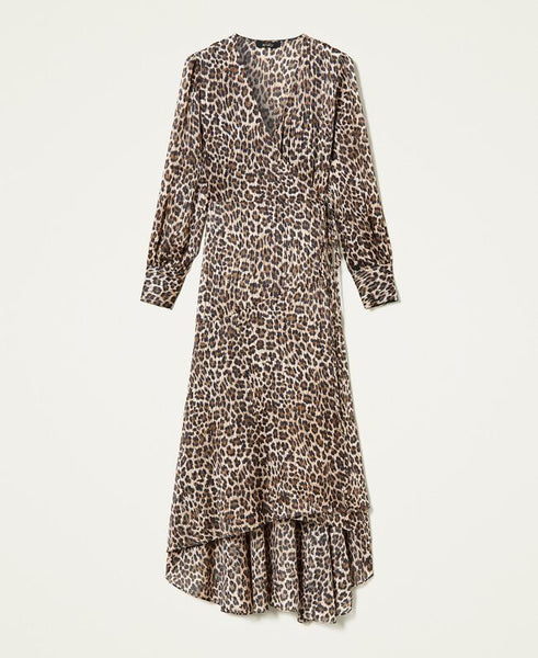 Abito lungo jacquard lurex animalier