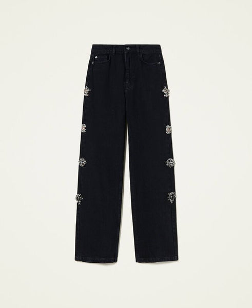 Jeans wide leg 'Diamond' con patch