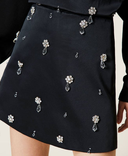 Minigonna 'Diamond' in duchesse con ricamo
