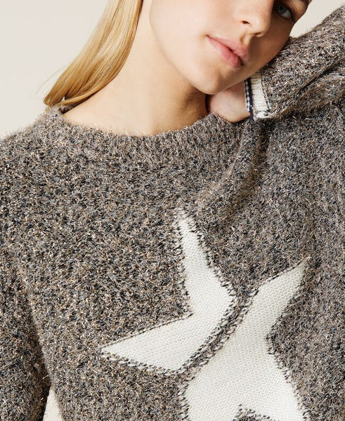 Maglia con stella a intarsio