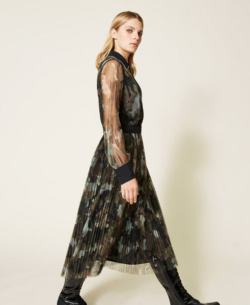 ⚡Abito in tulle con stampa camouflage