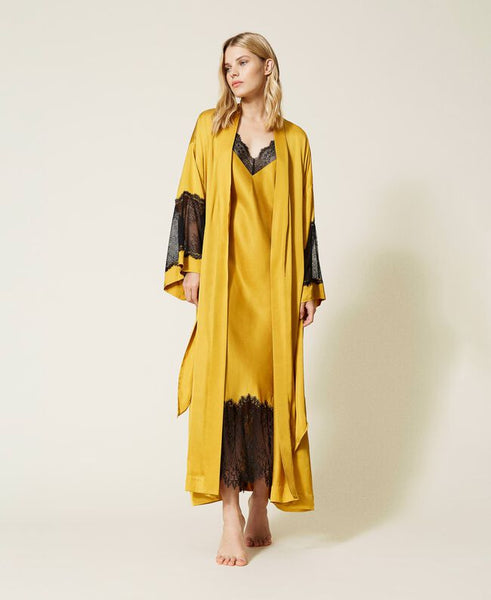 Sottoveste lunga in raso con pizzo