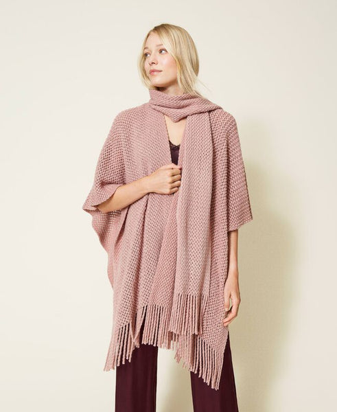 Poncho in maglia traforata