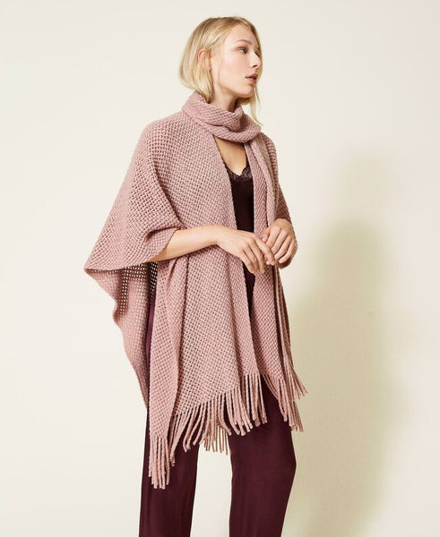 Poncho in maglia traforata