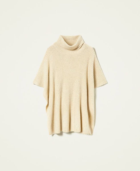 Poncho in maglia con paillettes